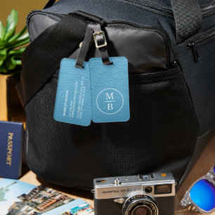 Étiquette À Bagage Simple Classé Aqua Turquoise Sky Blue Leather Loo
