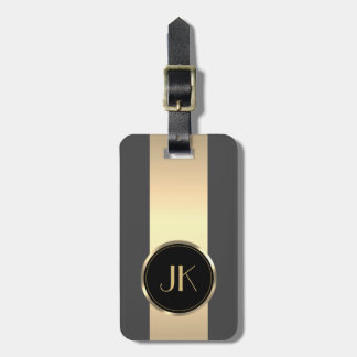 Étiquette À Bagage Simple Elegant Gold Metal monogrammed Nom Luggag