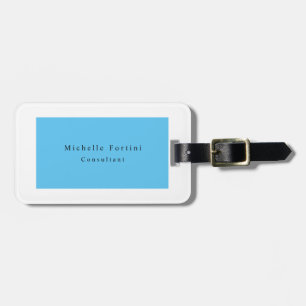 Étiquette À Bagage Simple Élégant Minimaliste Moderne Bleu Blanc