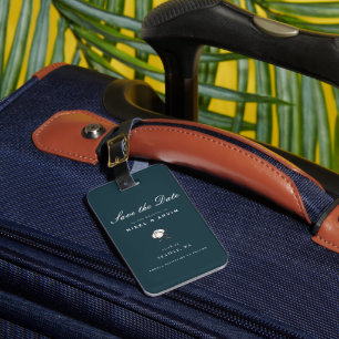 Étiquette À Bagage Simple et Minimaliste Coton Vert Sauvegarder la Da
