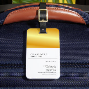 Étiquette À Bagage Simple moderne couleur or blanc minimaliste