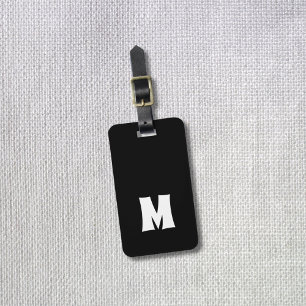 Étiquette À Bagage Simple Noir Blanc Lignes Grandes Monographie