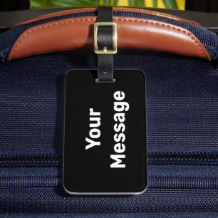 Étiquette À Bagage Simple noir et blanc Votre message Modèle texte