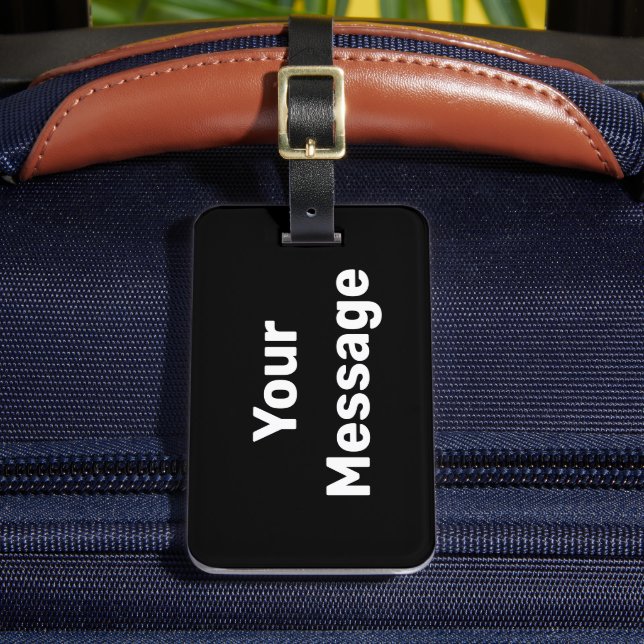 Étiquette À Bagage Simple noir et blanc Votre message Modèle texte (Insitu Rectoal 2)
