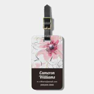 Étiquette À Bagage Simplement aquarelle du rose   florale