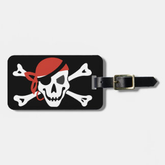 Étiquette À Bagage Simples crâne de pirate souriant avec votre texte 