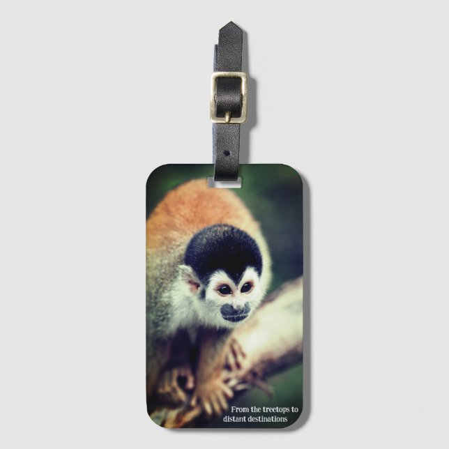 Étiquette À Bagage Singe D'Écureuil Dans L'Arbre (Devant Vertical)