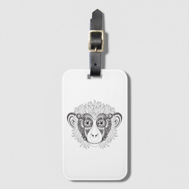 Étiquette À Bagage Singe inspiré (Devant Vertical)