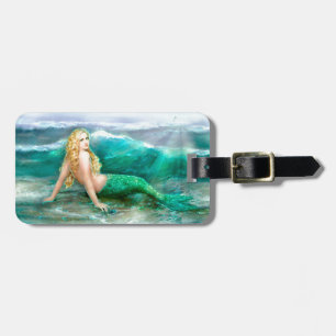 Étiquette À Bagage Sirène d'imaginaire sur le rivage de la mer de