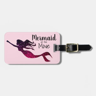 Étiquette À Bagage Sirène pourpre Girly sur le mouvement  