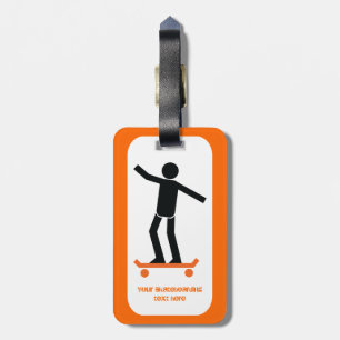 Étiquette À Bagage Skateboardeur sur son skateboard personnalisé