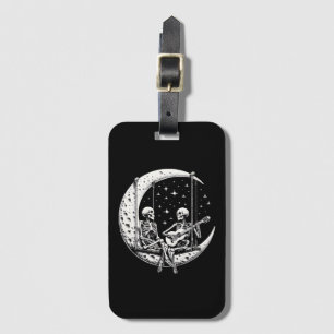 Étiquette À Bagage Skeleton Couple Moon Guitare