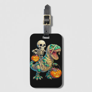 Étiquette À Bagage Skeleton Whimsical équitation maman T-Rex Hallowee