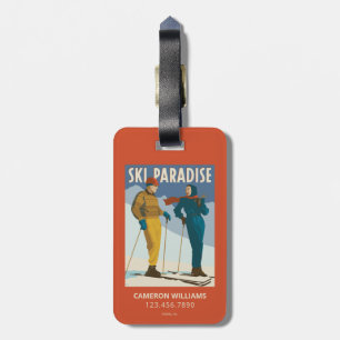 Étiquette À Bagage Ski Paradise Impression Vintage