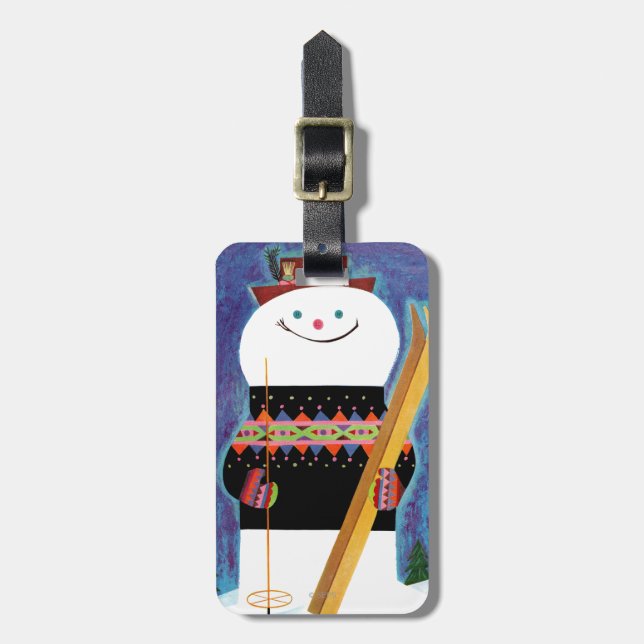 Étiquette À Bagage Skis pour le bonhomme de neige (Devant Vertical)