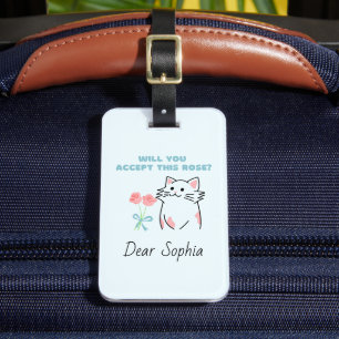 Étiquette À Bagage Sky Blue Adorable Chat&Rose