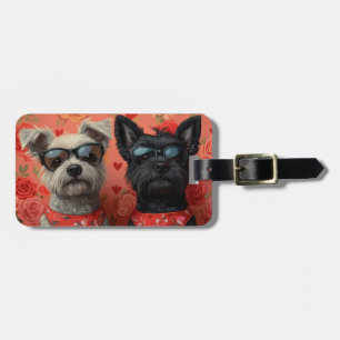 Étiquette À Bagage Skye Terrier avec Coeur Roses Saint-Valentin