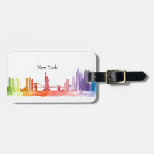 Étiquette À Bagage Skyline de NEW YORK Ville Aquarelle cool moderne