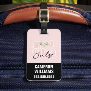 Étiquette À Bagage Slogan hippie des années 70 de Good Vibes