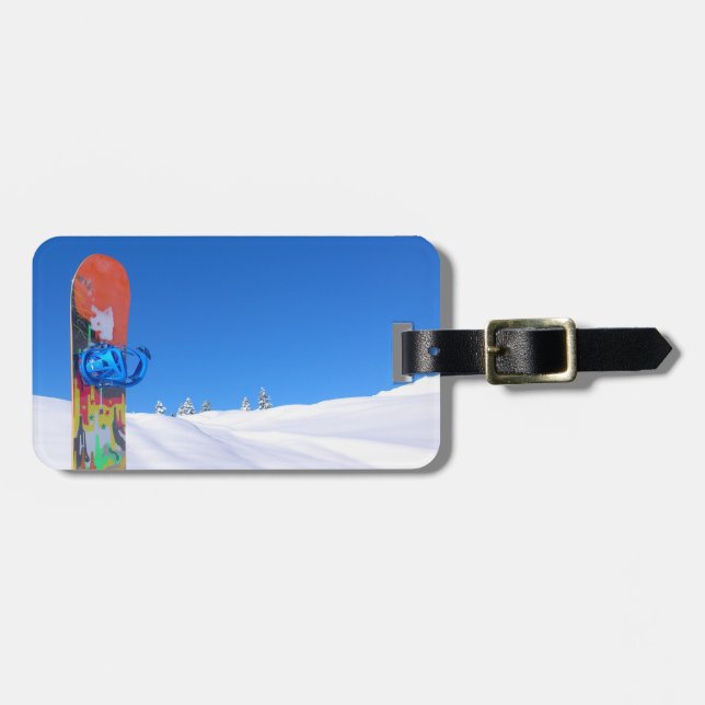 Étiquette À Bagage Snowboard en neige sur neige en pente neige Journé (Devant horizontal)