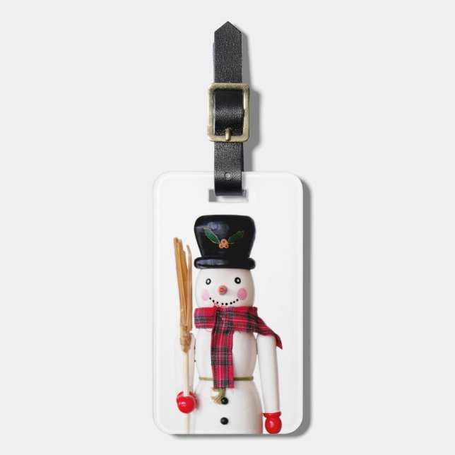 Étiquette À Bagage Snowman Nutcracker - Texte personnalisé (Devant Vertical)
