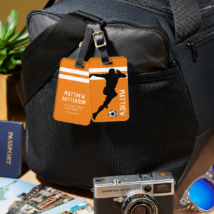 Étiquette À Bagage Soccer personnalisé Mad   Football Orange Travel