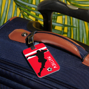 Étiquette À Bagage Soccer personnalisé Mad Football Red Travel