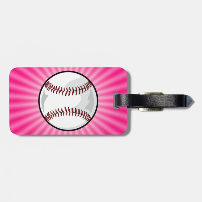 Étiquette À Bagage Softball rose (Dos horizontal)