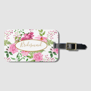 Étiquette À Bagage Soirée de mariage Boho Gold Rose Floral Destinatio