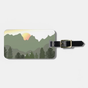 Étiquette À Bagage Soleil au-dessus des sommets des montagnes
