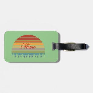 Étiquette À Bagage Soleil rayé multicolore avec arbres Thunder_Cove