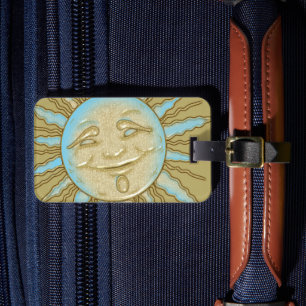 Étiquette À Bagage Soleil Souriant Heureux