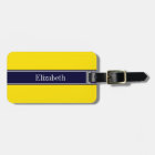 Solid Yellow, Navy Blue Ribbon Monogram