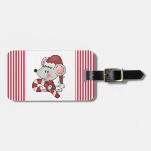 Étiquette À Bagage Souris de Noël avec du sucre de canne