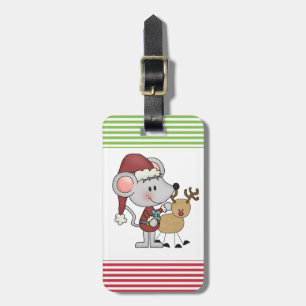 Étiquette À Bagage Souris de Noël et