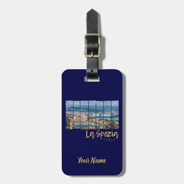 Étiquette À Bagage Souvenir de La Spezia Liguria Italy Vintage (Devant Vertical)