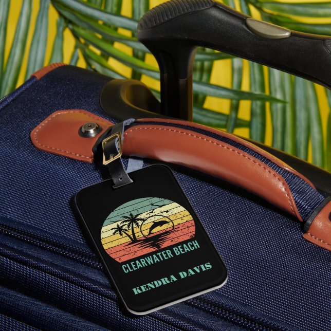 Étiquette À Bagage Souvenir personnalisé Retro Clearwater Beach (Insitu Rectoal 1)