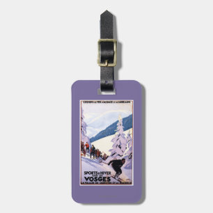 Étiquette À Bagage Spectateurs observant l'affiche de skieur