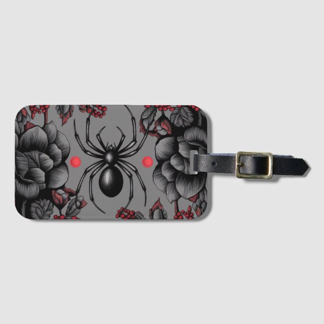 Étiquette À Bagage Spider Floral design style gothique (Devant Horizontal)