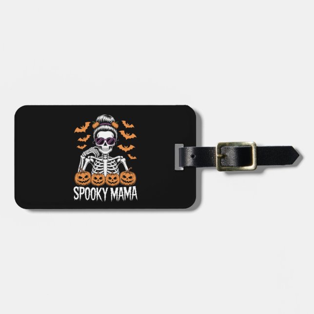 Étiquette À Bagage Spooky Mama Cool Halloween Skeleton (Devant horizontal)