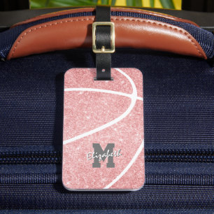 Étiquette À Bagage sport monogrammed cadeaux filles basketball rose