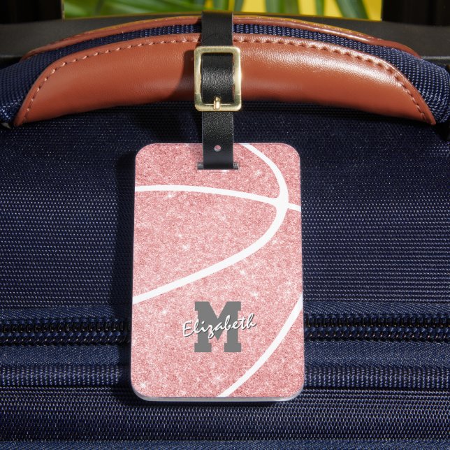 Étiquette À Bagage sport monogrammed cadeaux filles basketball rose (Insitu Rectoal 2)