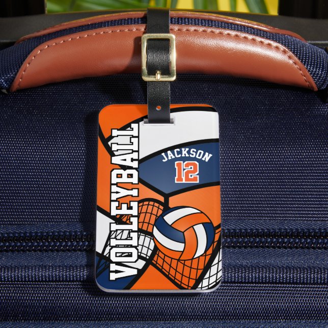 Étiquette À Bagage Sport Volleyball 🏐 - Orange, Bleu et Blanc (Insitu Rectoal 2)