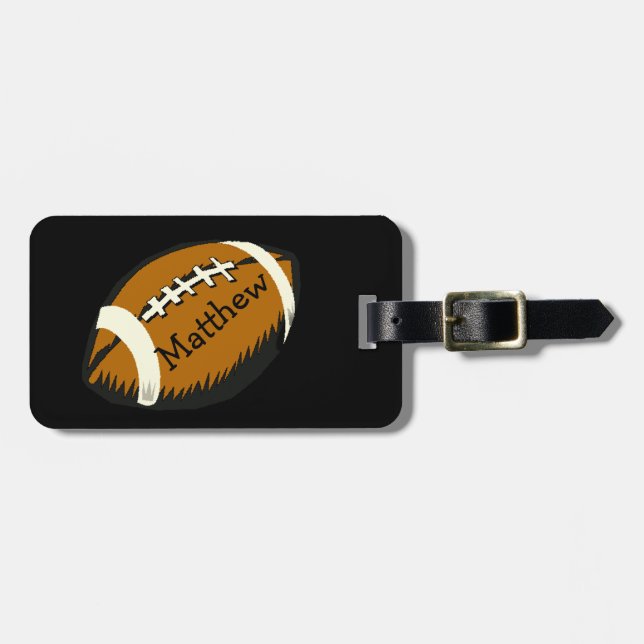 Étiquette À Bagage Sports du football Brown et étiquette noire de (Devant horizontal)