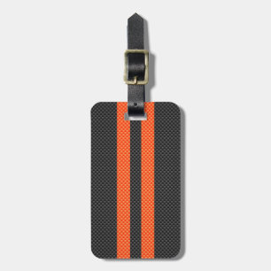 Étiquette À Bagage Sporty Orange Stripes Carbon Style Print