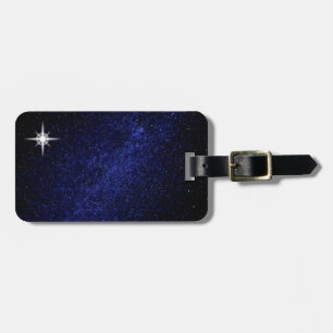 Étiquette À Bagage Star on Navy Blue Milky Way Galaxy