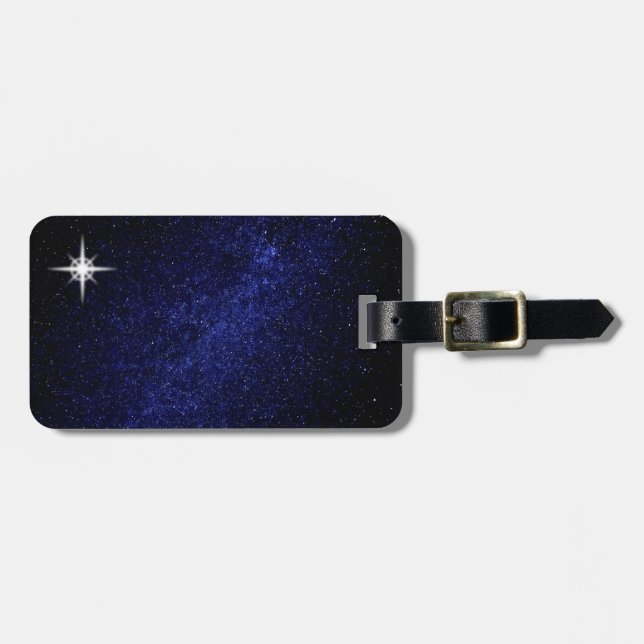 Étiquette À Bagage Star on Navy Blue Milky Way Galaxy (Devant horizontal)