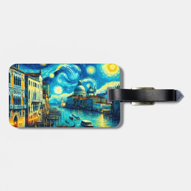 Étiquette À Bagage Starry Night Venice Italie (Dos horizontal)