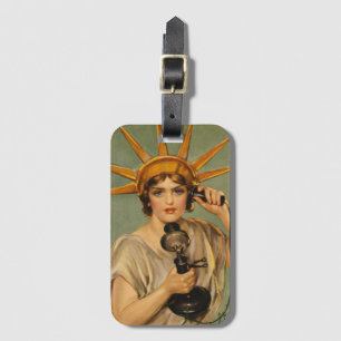 Étiquette À Bagage Statue de la Liberté vintage, publicité de guerre
