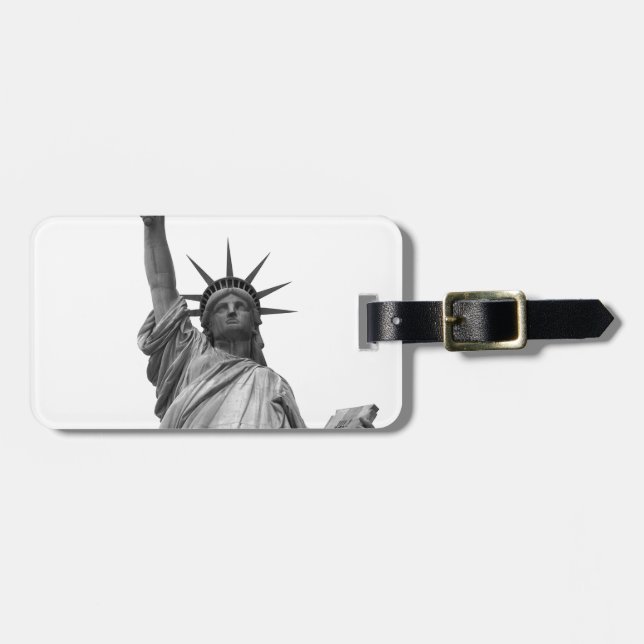 Étiquette À Bagage Statue noire et blanche de la Liberté (Devant horizontal)